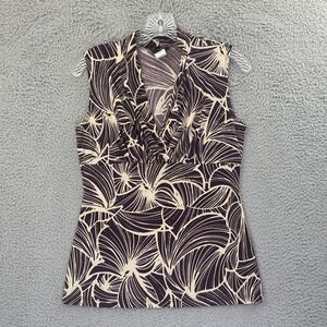 Vintage Y2K JKLA California Babydoll Top‎ 70s Boho Retro Leaf Floral Women Small